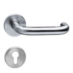 Deurkruk Rond met geveerde rozet met profielcilindergat plaatje ATP RVS 