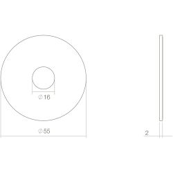 Rozet renovatie zelfklevend, rond plat 55x2mm RVS/mat zwart