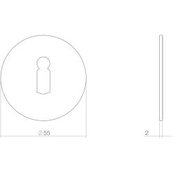 Sleutelplaatje renovatie zelfklevend, rond plat 55x2mm RVS
