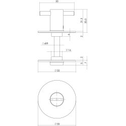 WC sluiting 5mm renovatie zelfklevend, rond plat 55x2mm RVS/mat zwart