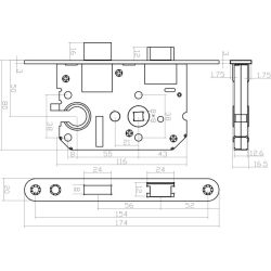 Intersteel cilinder dag en nachtslot 55mm met witte voorplaat 20x175 mm