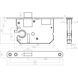 Intersteel cilinder kastslot 55mm met witte voorplaat 20X175 mm