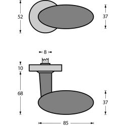 Deurkruk Golfclub op rozet met ring met veer RVS