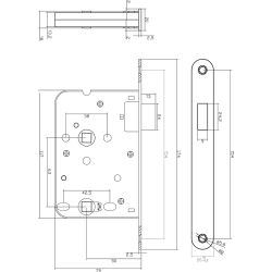 Intersteel magneet badkamer/toiletslot 63/8mm met RVS voorplaat