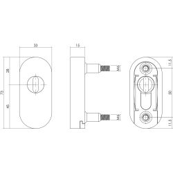 SKG2 Veiligheid-schuifrozet + kerntrekbeveiliging ovaal RVS