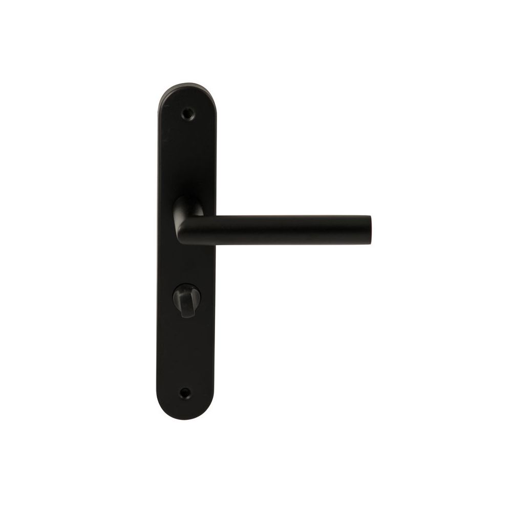 Deurkruk Toledo Zwart op ovaal langschild WC63mm met 8mm stift