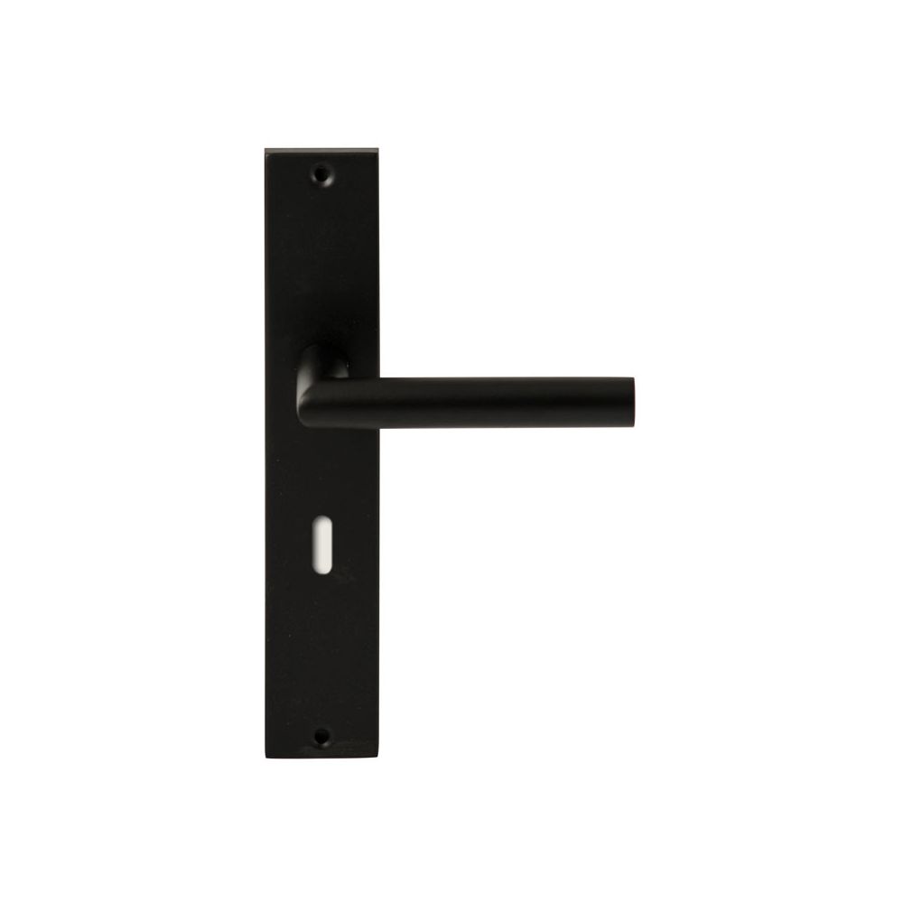 Deurkruk Toledo Zwart op rechthoekig langschild sleutel 72mm