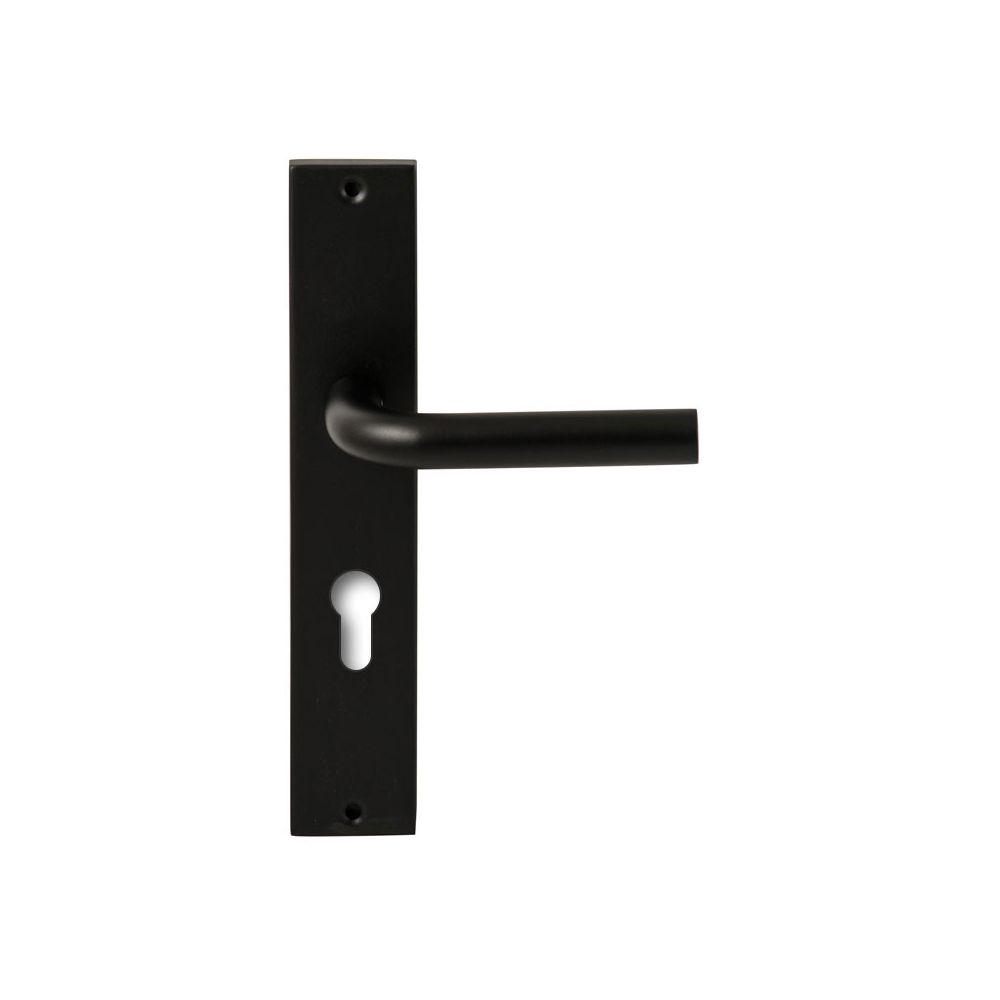 Deurkruk Oslo Zwart op rechthoekig langschild profielcilinder 72mm