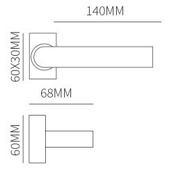 Deurkruk Stockholm Zwart op rechthoekig rozet