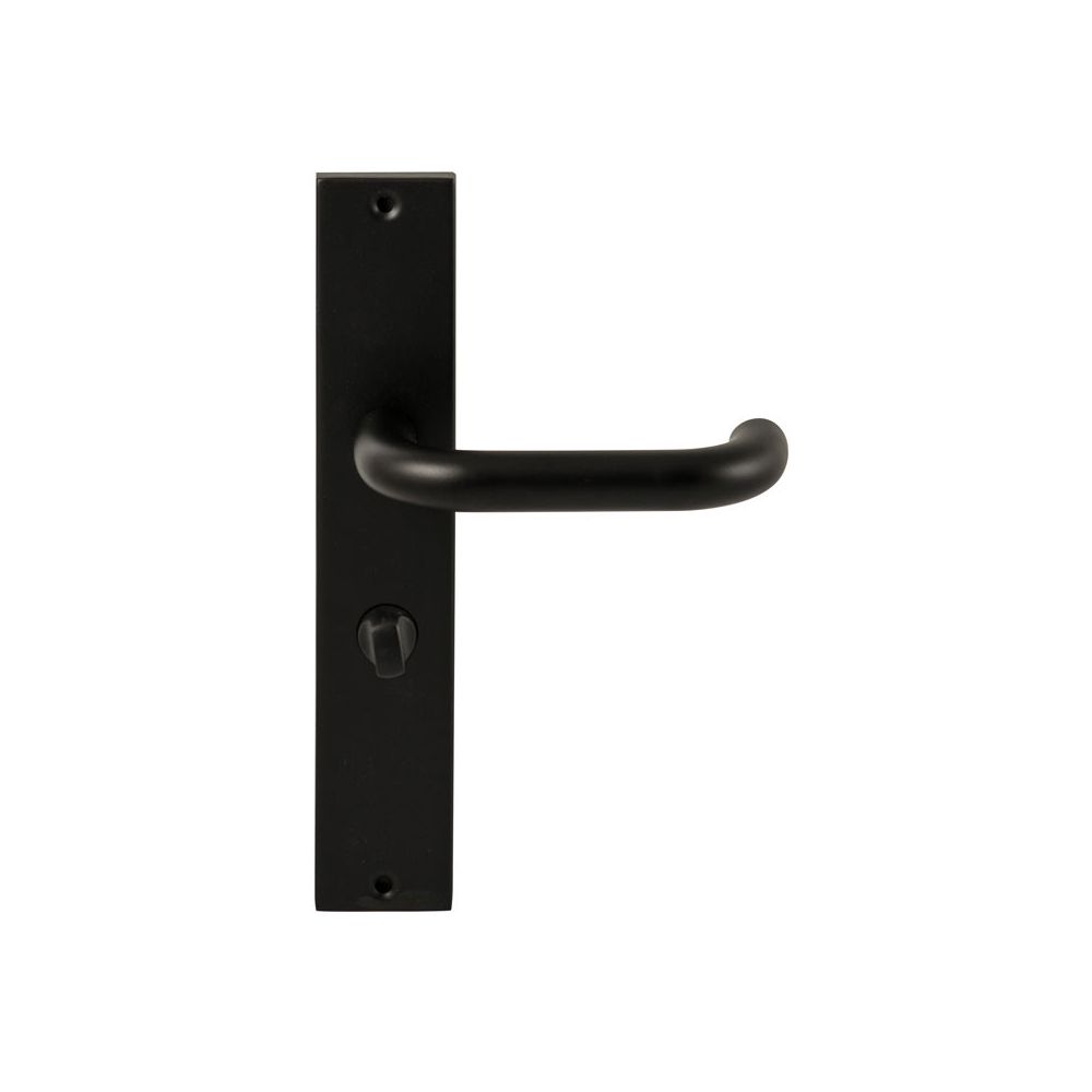 Deurkruk Stockholm Zwart op rechthoekig langschild WC63mm met 8mm stift