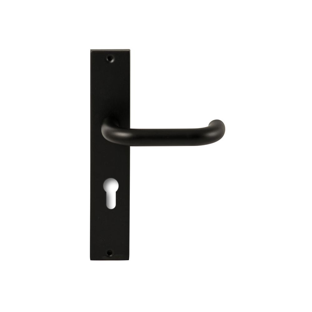 Deurkruk Stockholm Zwart op rechthoekig langschild profielcilinder 72mm