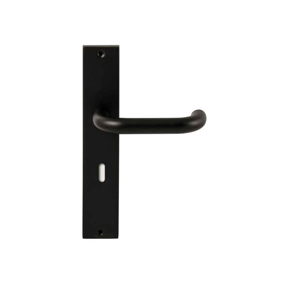 Deurkruk Stockholm Zwart op rechthoekig langschild sleutel 72mm