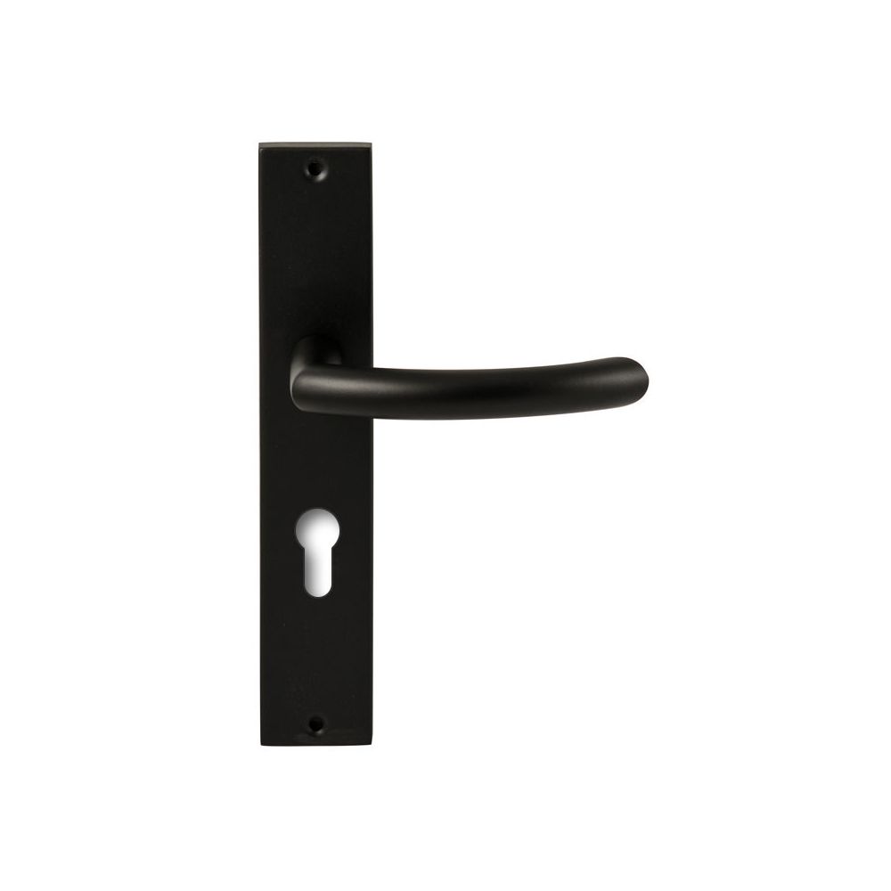 Deurkruk Helsinki Zwart op rechthoekig langschild profielcilinder 72mm