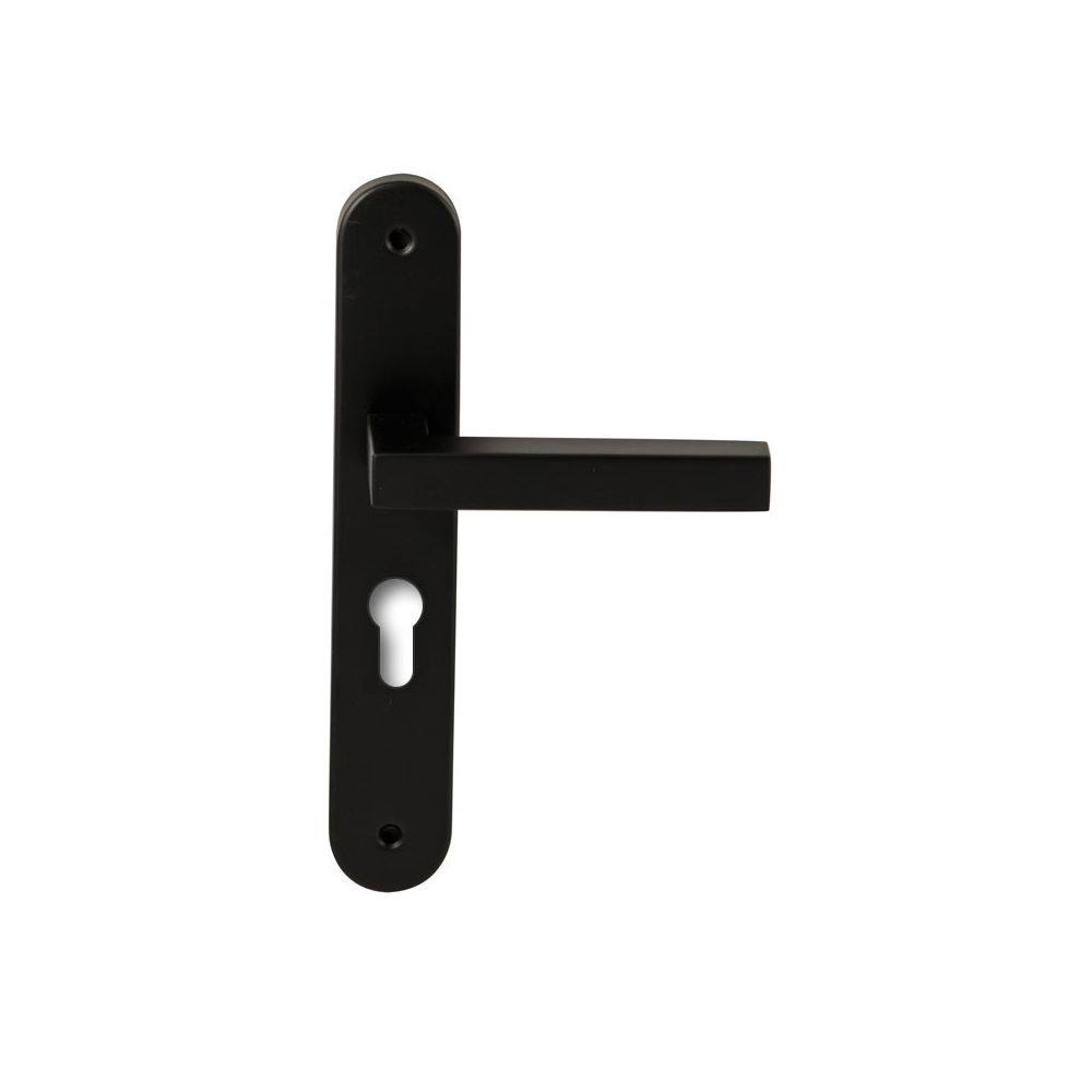 Deurkruk Geneve Zwart op ovaal langschild profielcilinder 55mm