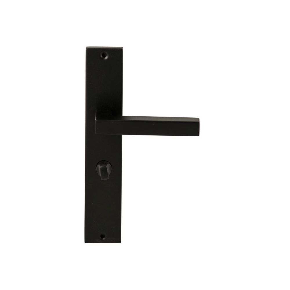 Deurkruk Geneve Zwart op rechthoekig langschild WC63mm met 8mm stift