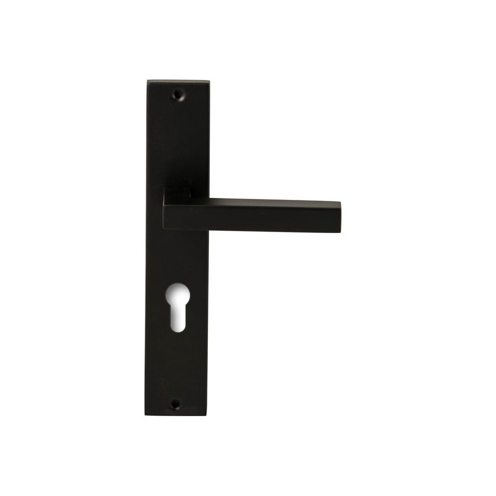 Deurkruk Geneve Zwart op rechthoekig langschild profielcilinder 72mm