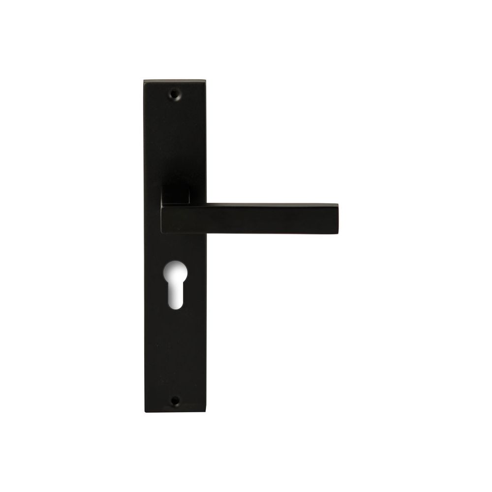 Deurkruk Phoenix Zwart op rechthoekig langschild profielcilinder 55mm