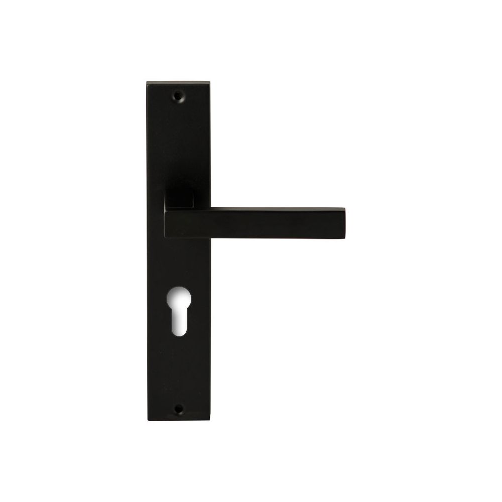Deurkruk Phoenix Zwart op rechthoekig langschild profielcilinder 72mm