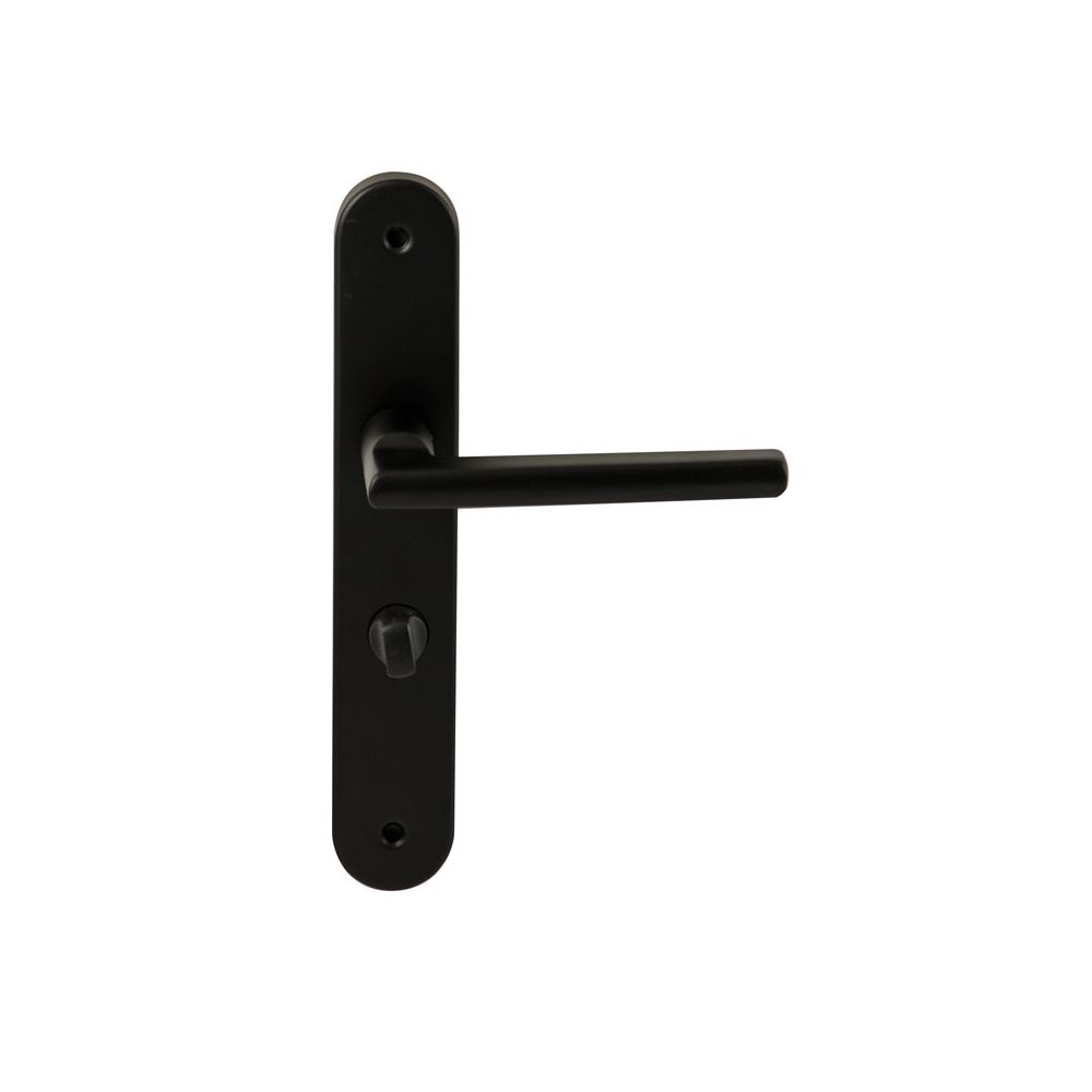 Deurkruk Athene Zwart op ovaal langschild WC63mm met 8mm stift