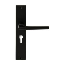 Deurkruk Athene Zwart op rechthoekig langschild profielcilinder 55mm