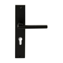 Deurkruk Athene Zwart op rechthoekig langschild profielcilinder 72mm