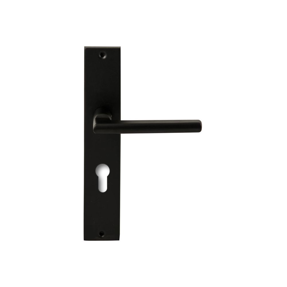 Deurkruk Athene Zwart op rechthoekig langschild profielcilinder 72mm