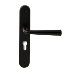 Deurkruk Mikonos op ovaal langschild profielcilindergat 55mm - zwart