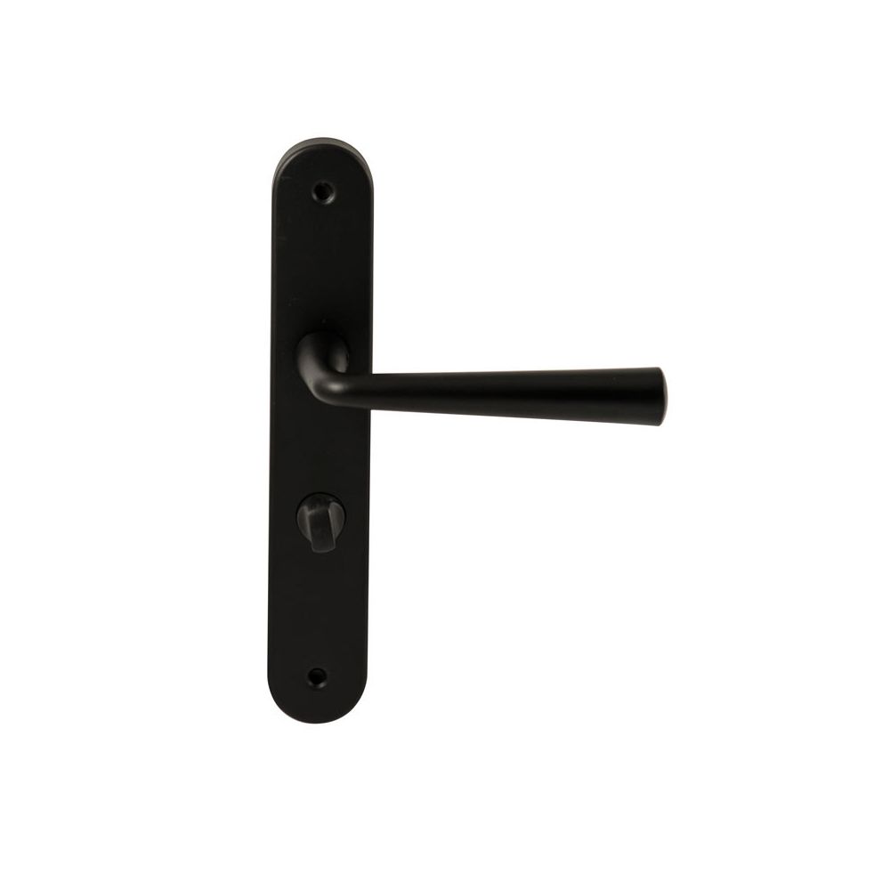 Deurkruk Mikonos op ovaal langschild WC63/8mm - zwart