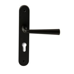 Deurkruk Mikonos op ovaal langschild profielcilindergat 72mm - zwart