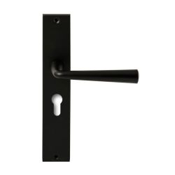 Deurkruk Mikonos op rechthoekig langschild profielcilindergat 55mm - zwart