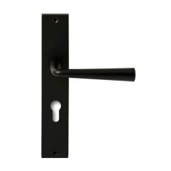 Deurkruk Mikonos op rechthoekig langschild profielcilindergat 72mm - zwart