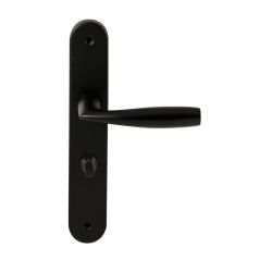 Deurkruk Naxos Zwart op ovaal langschild WC63mm met 8mm stift