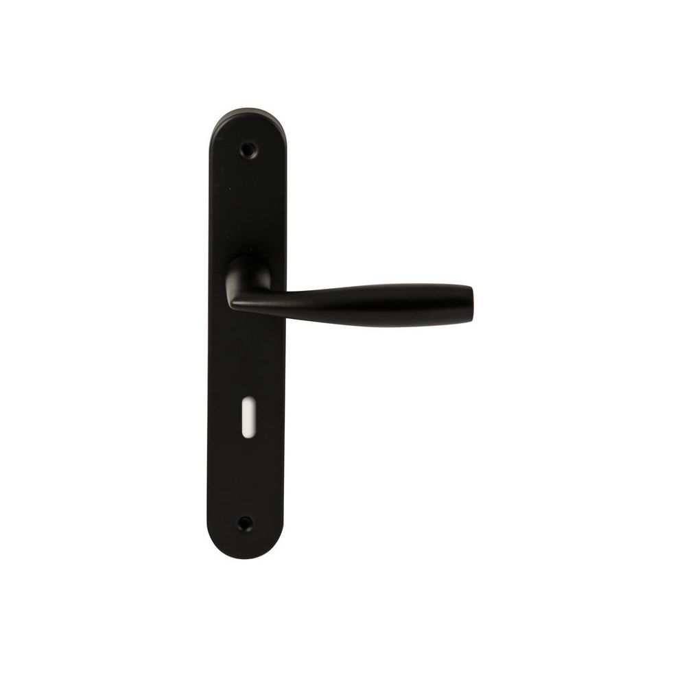 Deurkruk Naxos Zwart op ovaal langschild sleutel 72mm