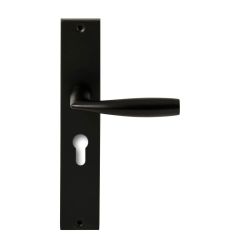 Deurkruk Naxos Zwart op rechthoekig langschild profielcilinder 55mm