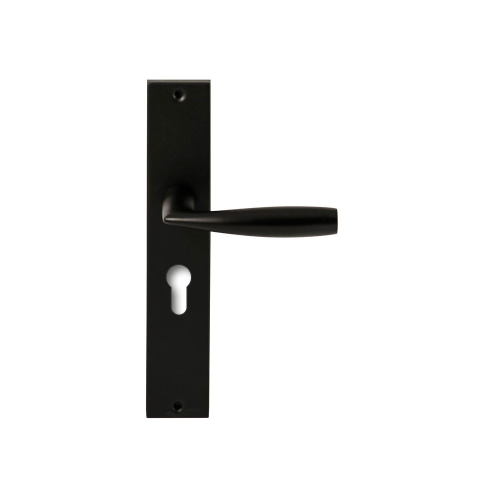 Deurkruk Naxos Zwart op rechthoekig langschild profielcilinder 55mm