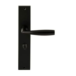 Deurkruk Naxos Zwart op rechthoekig langschild WC63mm met 8mm stift