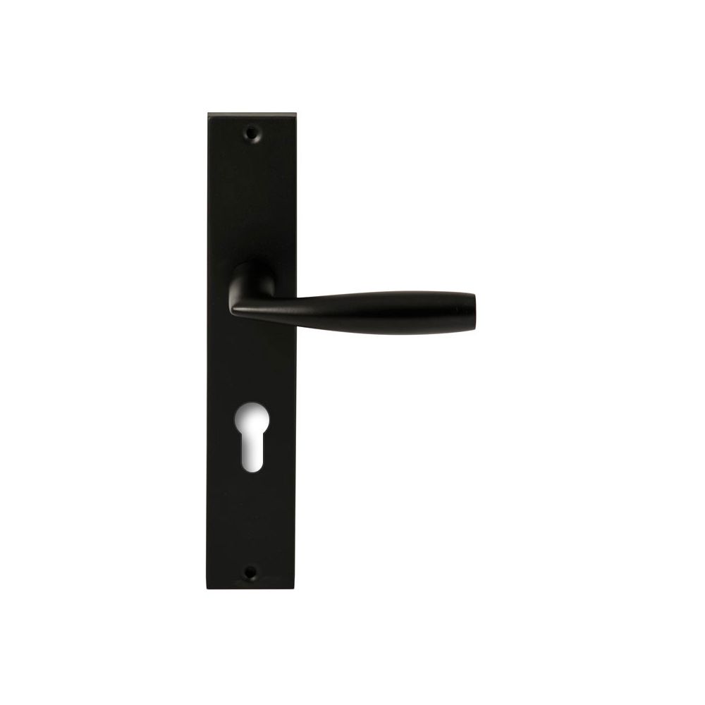 Deurkruk Naxos Zwart op rechthoekig langschild profielcilinder 72mm