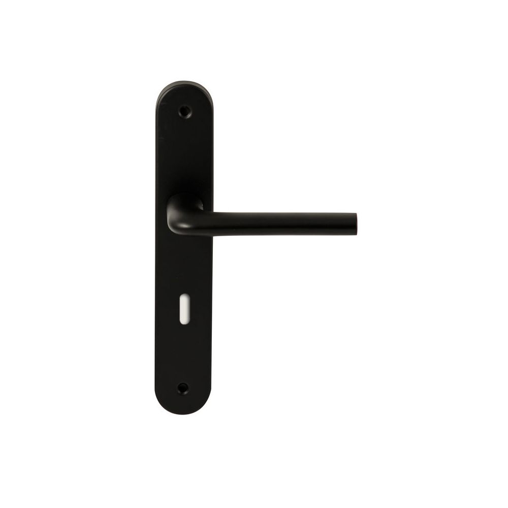 Deurkruk Samos Zwart op ovaal langschild sleutel 72mm