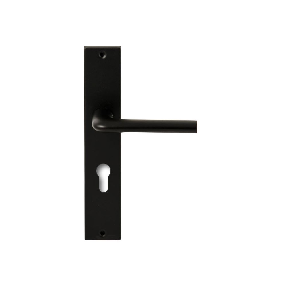 Deurkruk Samos Zwart op rechthoekig langschild profielcilinder 72mm