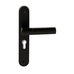 Deurkruk Rhodos Zwart op ovaal langschild profielcilinder 55mm