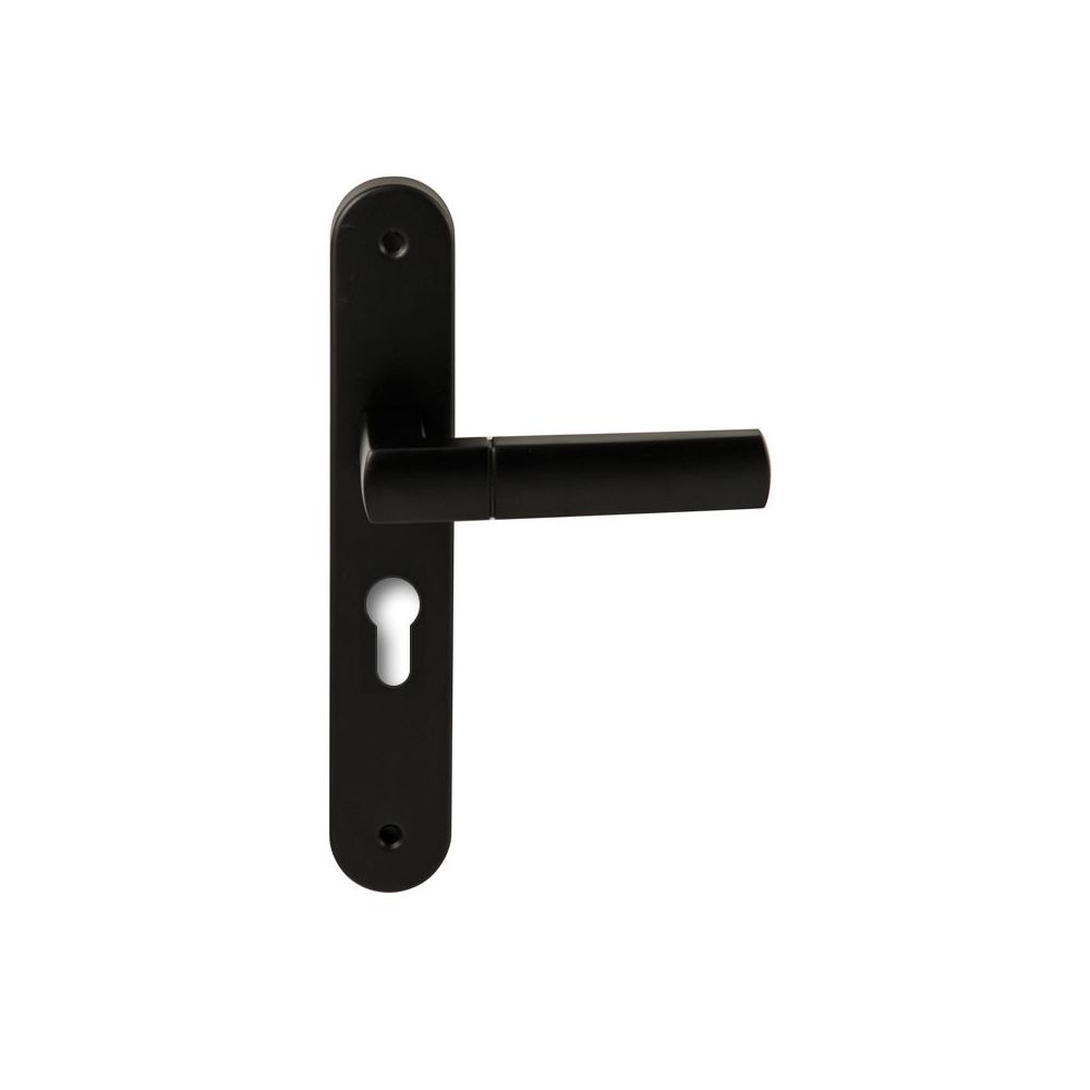 Deurkruk Rhodos Zwart op ovaal langschild profielcilinder 55mm