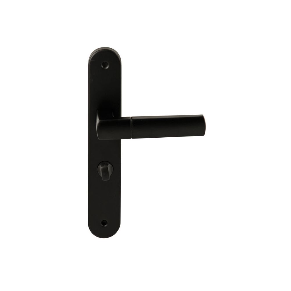 Deurkruk Rhodos Zwart op ovaal langschild WC63mm met 8mm stift