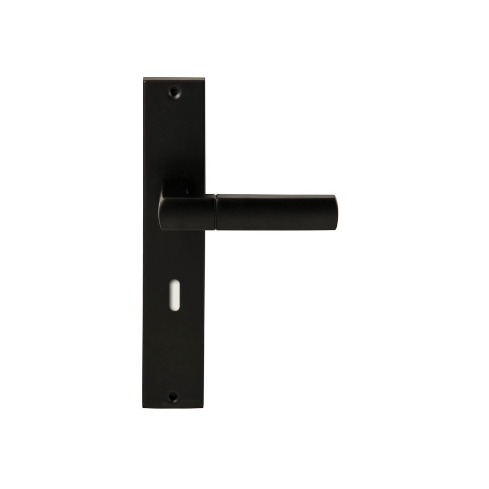 Deurkruk Rhodos Zwart op rechthoekig langschild sleutel 72mm