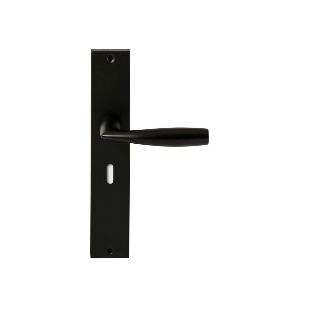 Deurkruk Naxos Zwart op rechthoekig langschild sleutel 56mm