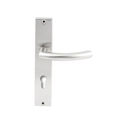 Deurkruk Helsinki RVS op rechthoekig langschild profielcilinder 72mm