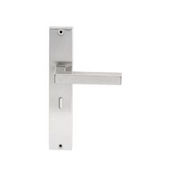 Deurkruk Geneve RVS op rechthoekig langschild sleutel 56mm