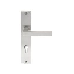 Deurkruk Phoenix RVS op rechthoekig langschild profielcilinder 72mm