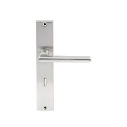 Deurkruk Athene RVS op rechthoekig langschild sleutel 72mm