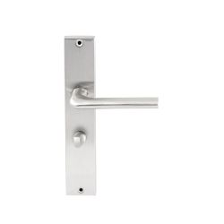 Deurkruk Samos RVS op rechthoekig langschild WC63mm met 8mm stift