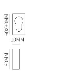 Cilinderrozet RVS rechthoek 